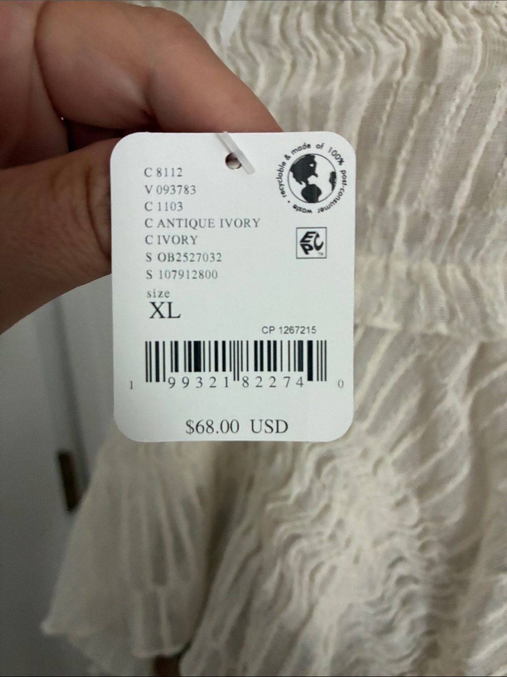Strapless Cream Ruffled Tube Top - Picture 7 of 7